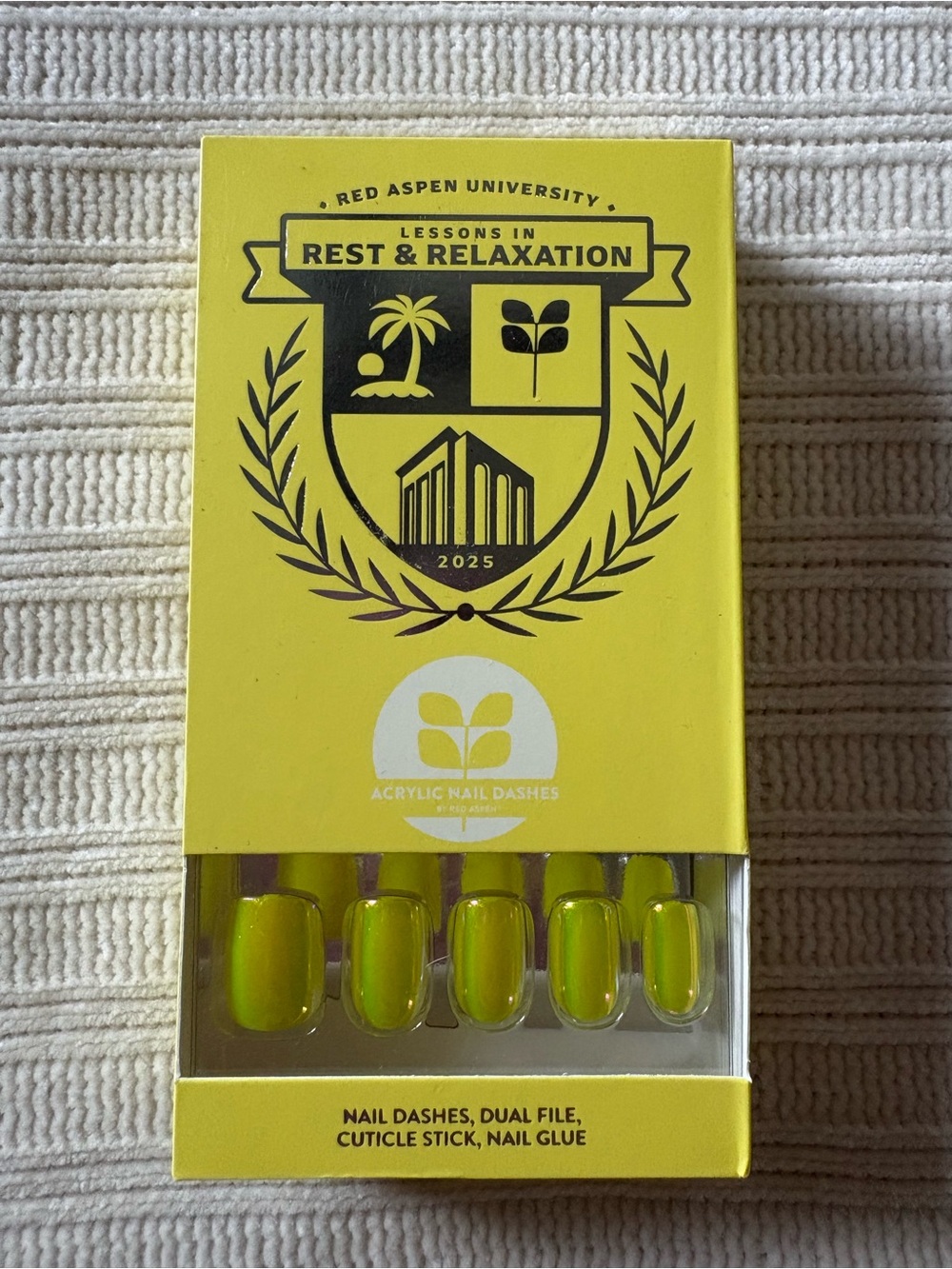 Red Aspen Yellow Nail Dashes Press On Nails Lumi’s Lessons in Rest & Relaxation